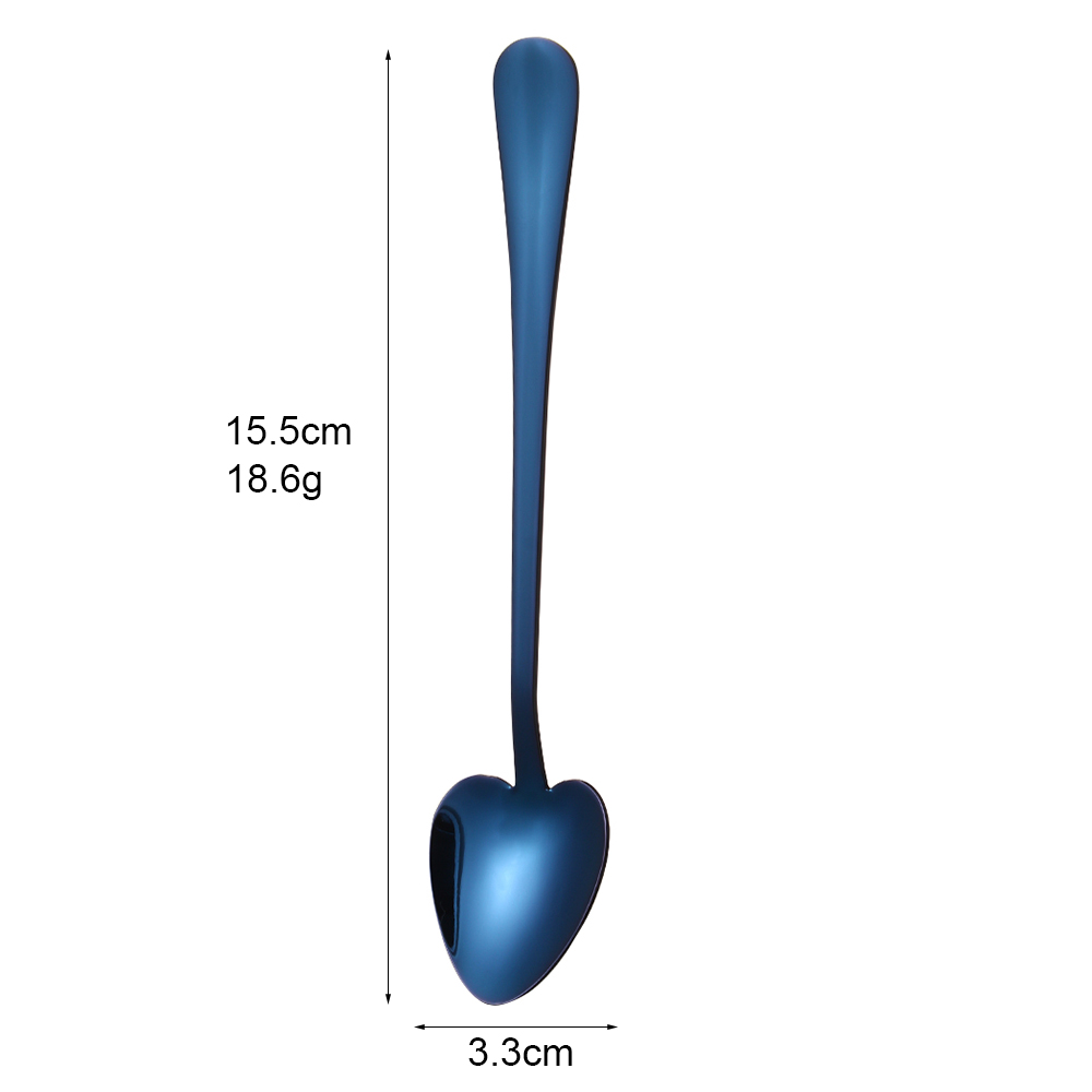 Multicolor Heart Shape Stainless Steel Spoon Small Dessert Tea Coffee Sugar Honey Ice Cream Scoop Kitchen Tableware Flatware