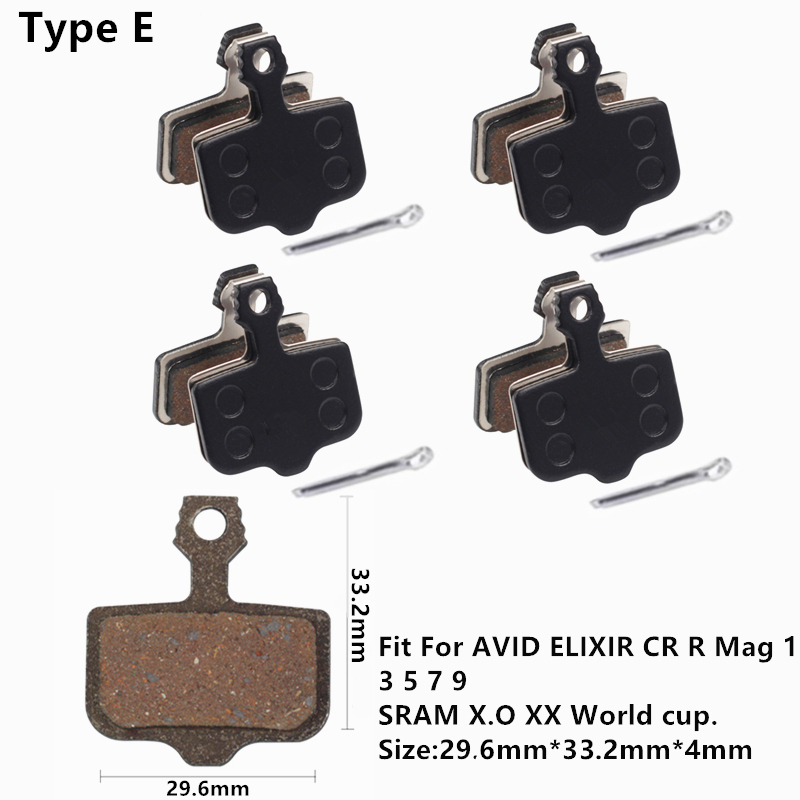 4 par halvmetalliske skivebremseklosser til sykkel, terrengsykkel, til shimano  b01s g01s a01s xtr xt slx deore sram guide nivå hdr rød etap magura: Svart