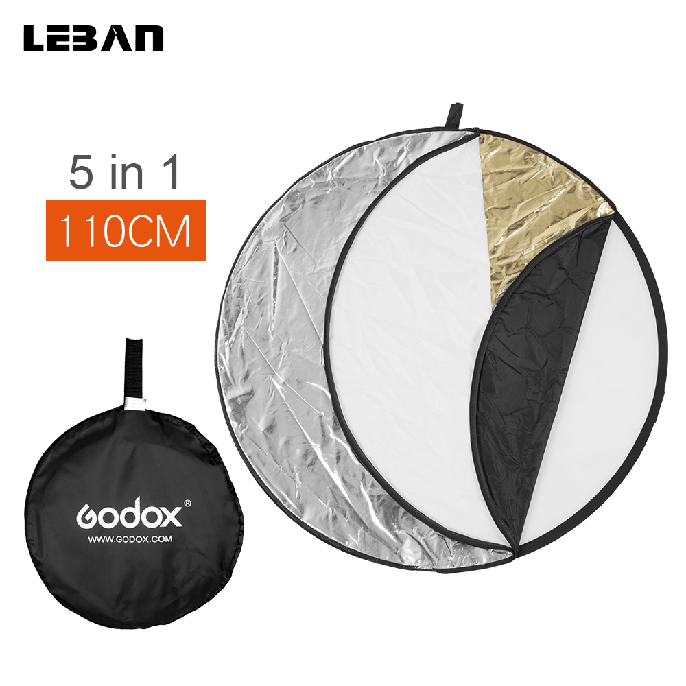 Godox 110cm 5 in 1 Portable Collapsible Light Round Photography Reflector for Studio