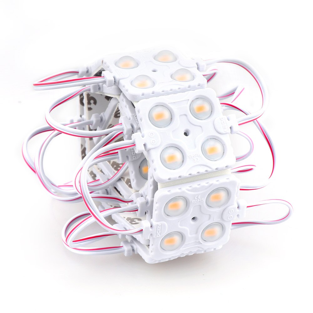 Módulo de luz LED de fondo para manualidades, accesorio impermeable IP65, cc 12V, 2835, 4Led, 5730, rojo, verde, azul, amarillo, blanco cálido, 20 unids/lote: Warm white 2835