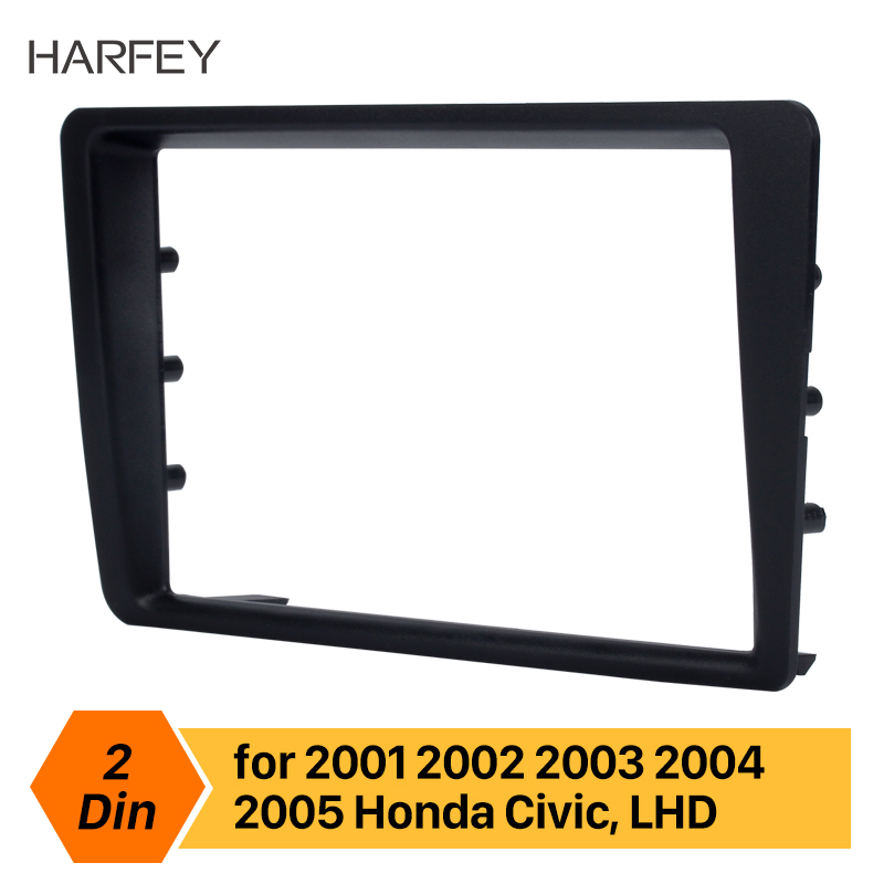 Harfey bil fascia dubbel 2 din stereo dash mount ram autoradio för honda civic lhd 2001 2002 2003 2004 2005 2006 panel adapter