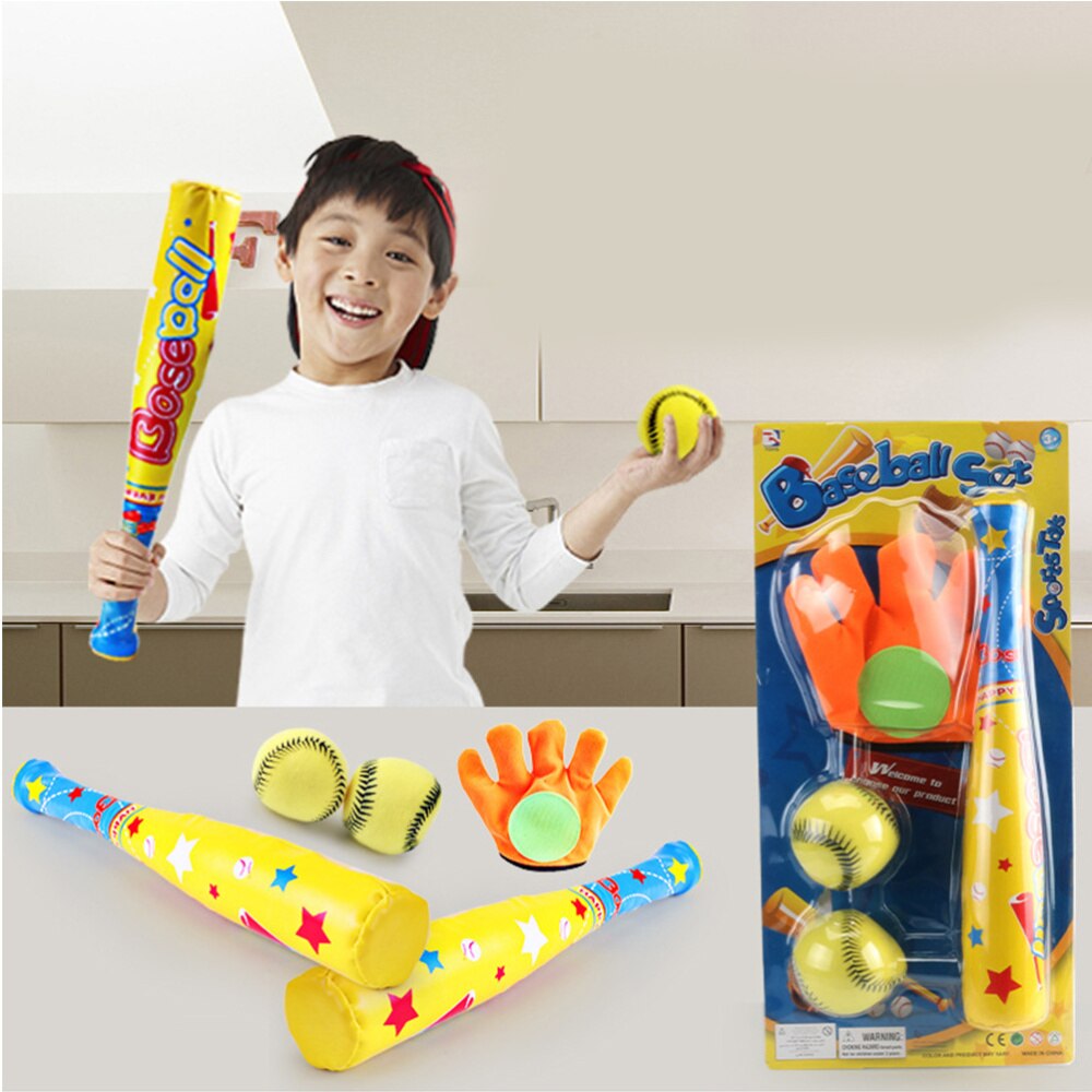 1 Set/4 Pcs ABS Baseball Kit Baseball Spielzeug für Kinder Chindren Outdoor Sport (1 Pc Bat, 1 Pc Hoop und Schleife Handschuh, 2 Pcs Baseball)