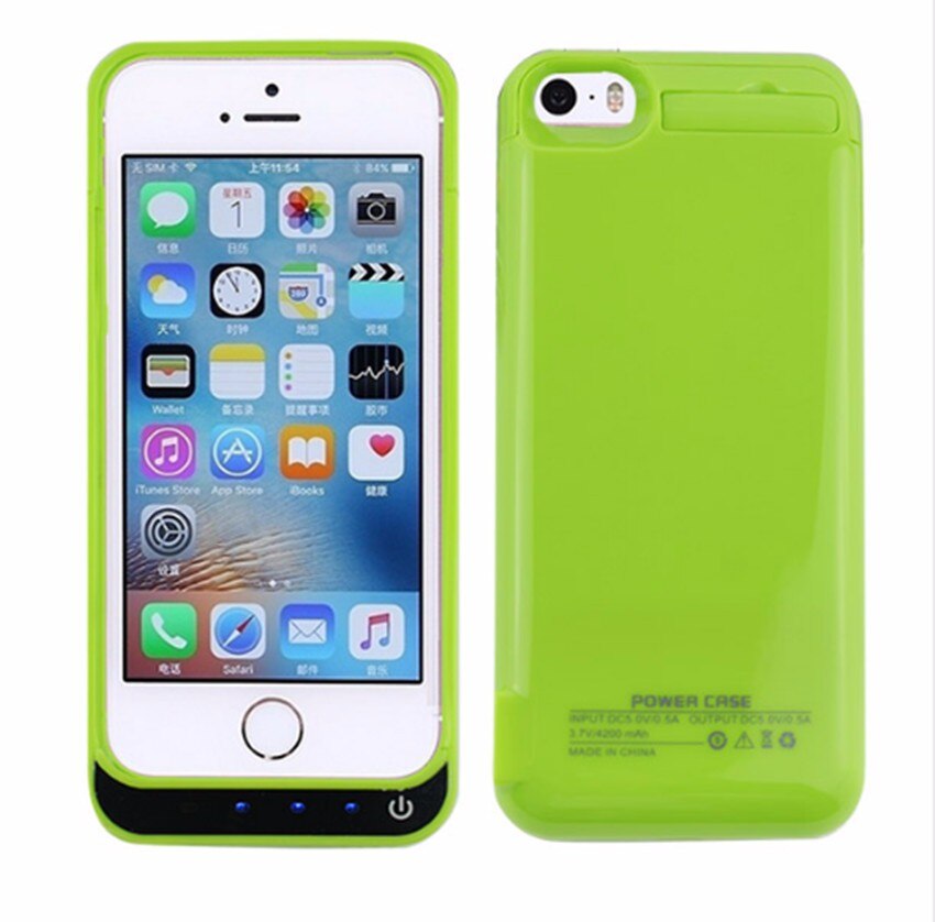 NENG 4200mAh External Backup Battery Charger Case for IPhone 5 5s 5C SE 8 Colours Power Bank Pack Stand Powerbank: 6