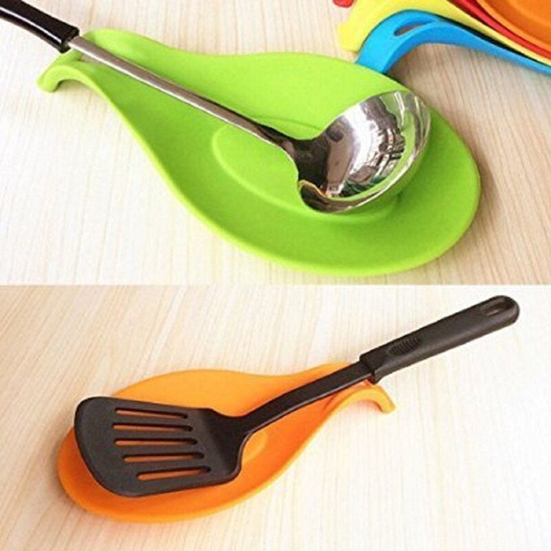 Accessoires de cuisine multi-usages cuillère repose-cuillère en Silicone de alimentaire Anti-brûlure cuillère mettre tapis, ustensiles de cuisine BBQ pique-nique 1 pièce