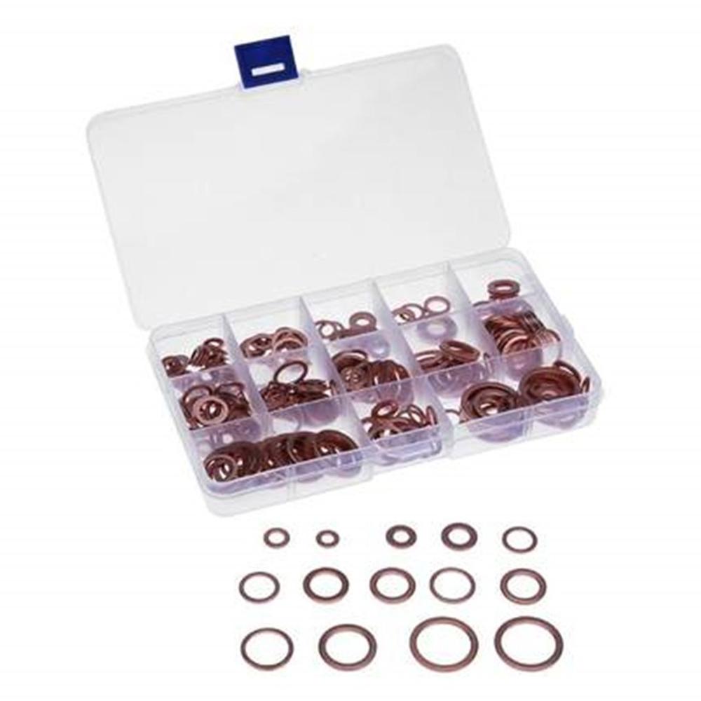 Juego surtido de juntas de arandela de cobre de 280/200 Uds., Kit surtido de juntas planas M5-M20 con caja para accesorios de Hardware