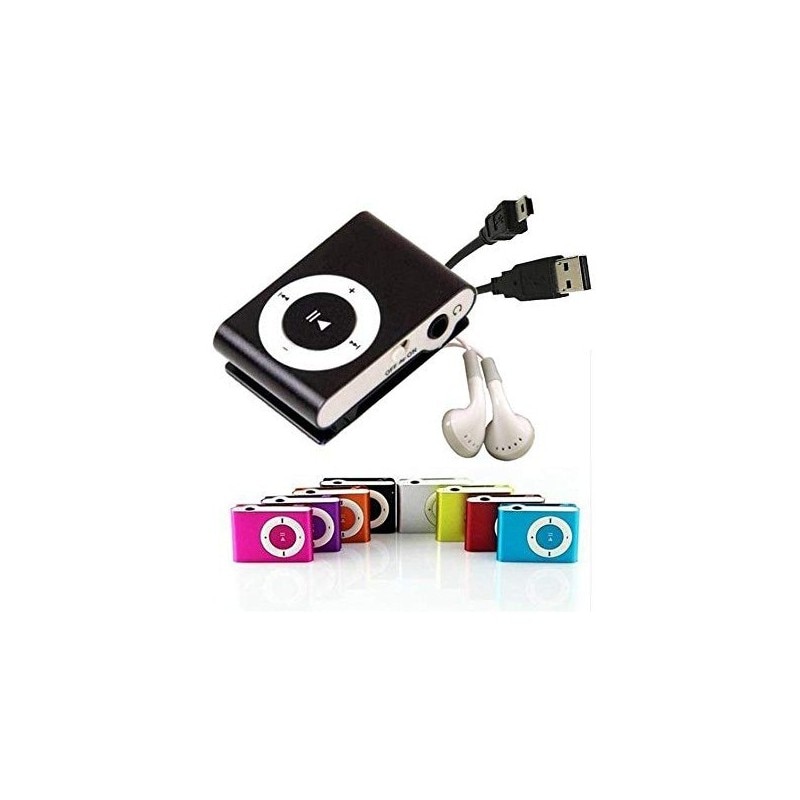 MP3 Player con Clip + Auriculares + Cable USB en Caja - Detalles y para bodas, bautizos, comuniones, cumpleaños
