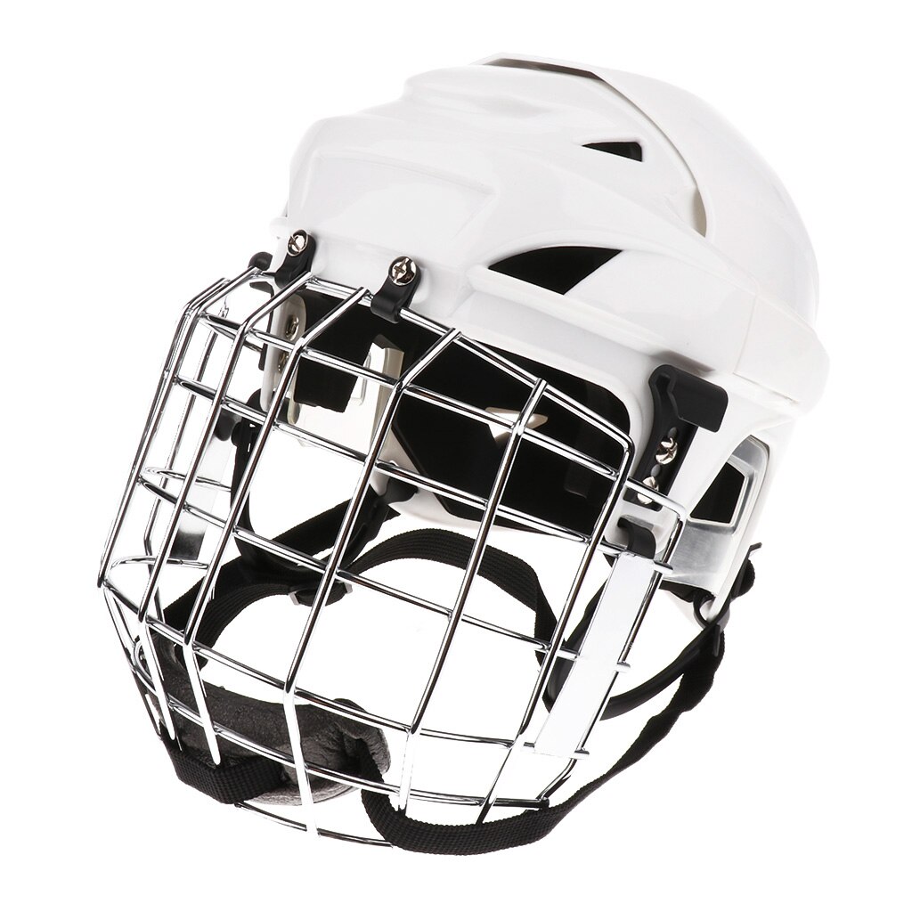Combo de cara y casco de Hockey sobre hielo para hombre y mujer, ajustable, blanco, M/L