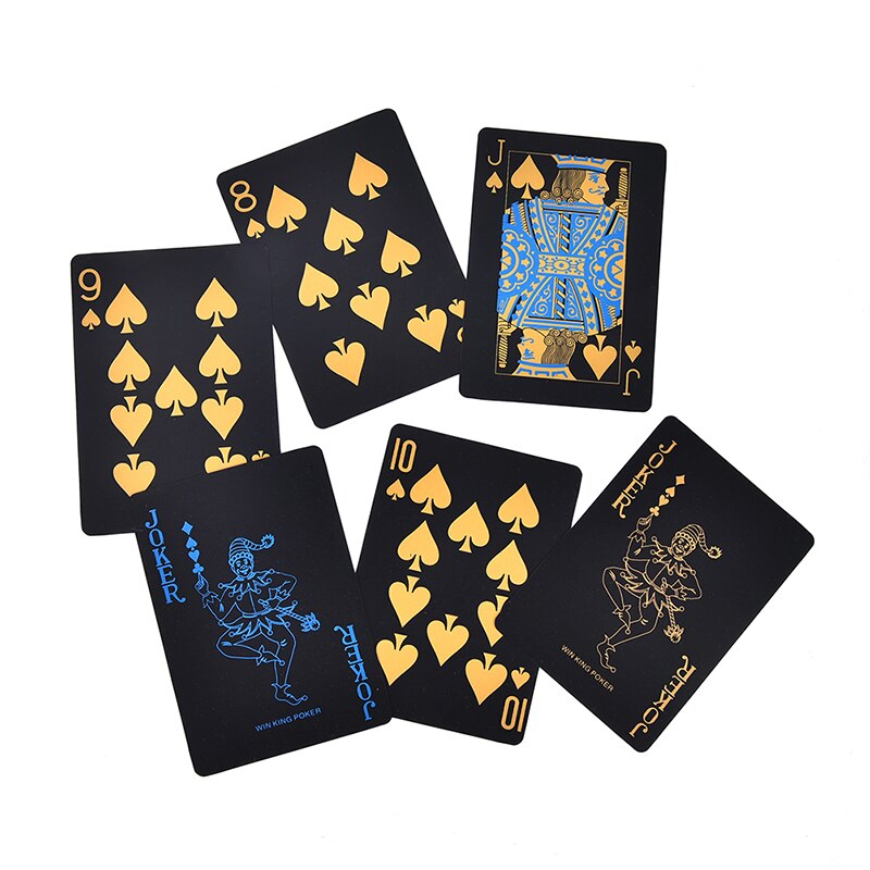 55 pièces/ensemble imperméable à l'eau noir cartes à jouer Durable Poker en plastique PVC Poker