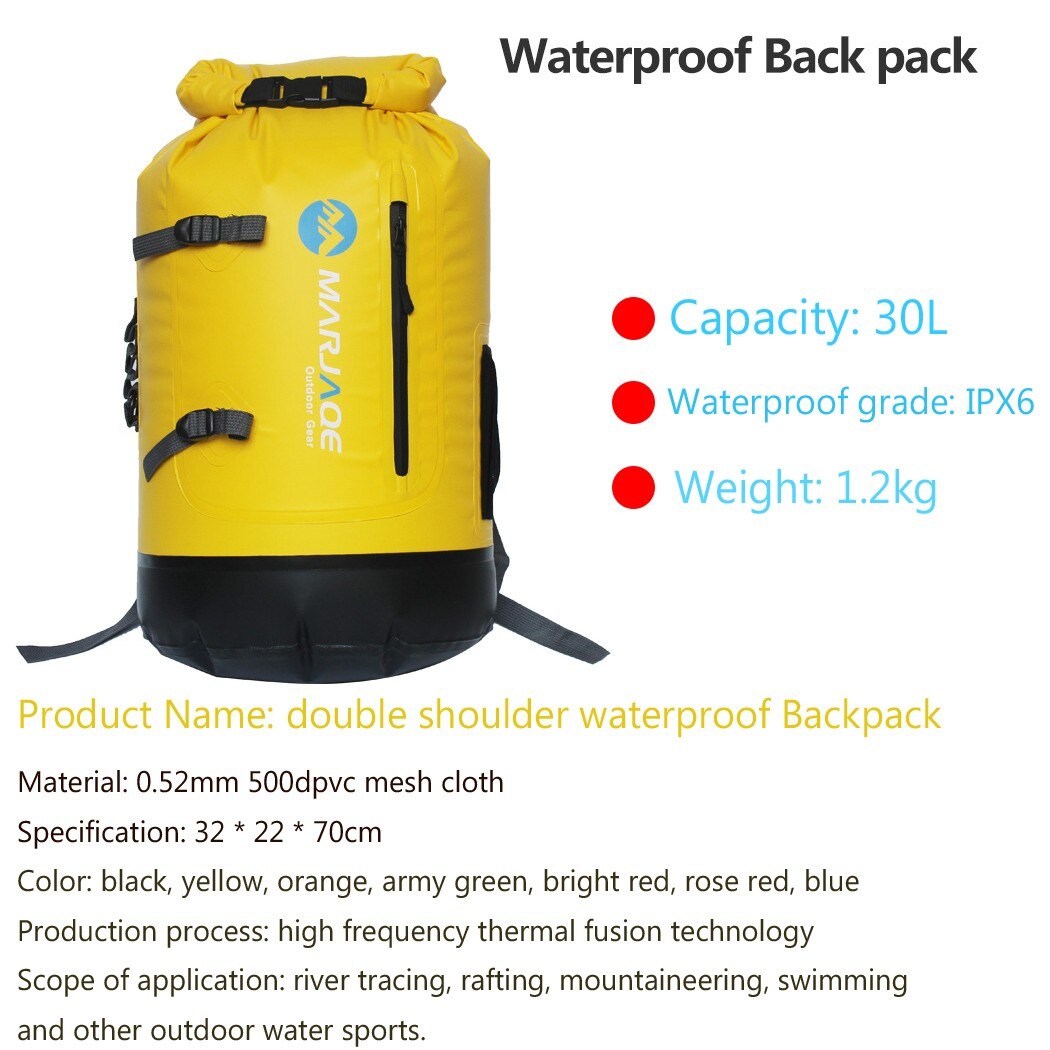 30l waterdichte droge tassen anti-aging ipx 6 zwemrugzakken met oprolbare bovenkant strandtas duikkajakzak 500d pvc-gaasdoekmateriaal