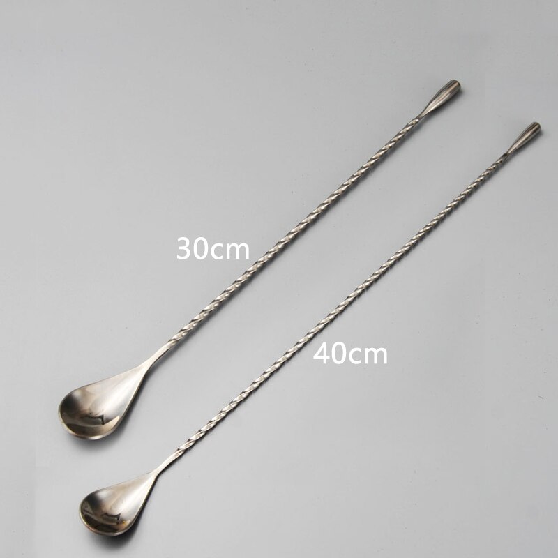 Lange håndtak i rustfritt stål spiral cocktailskjeer dråpeskjeer bartender røreverktøy kjøkkenutstyr tilbehør 30/40cm