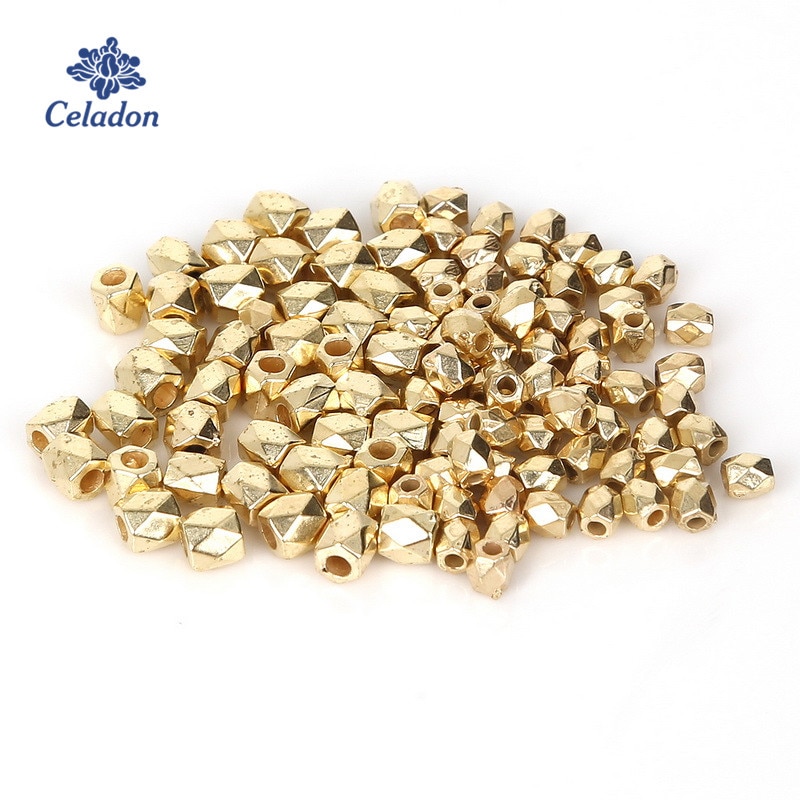 300-500pcs 3mm/4mm Rhodium KC Gold CCB Plastic Vierkante Cuboid Zaad Spacer kralen Voor Sieraden Maken DIY