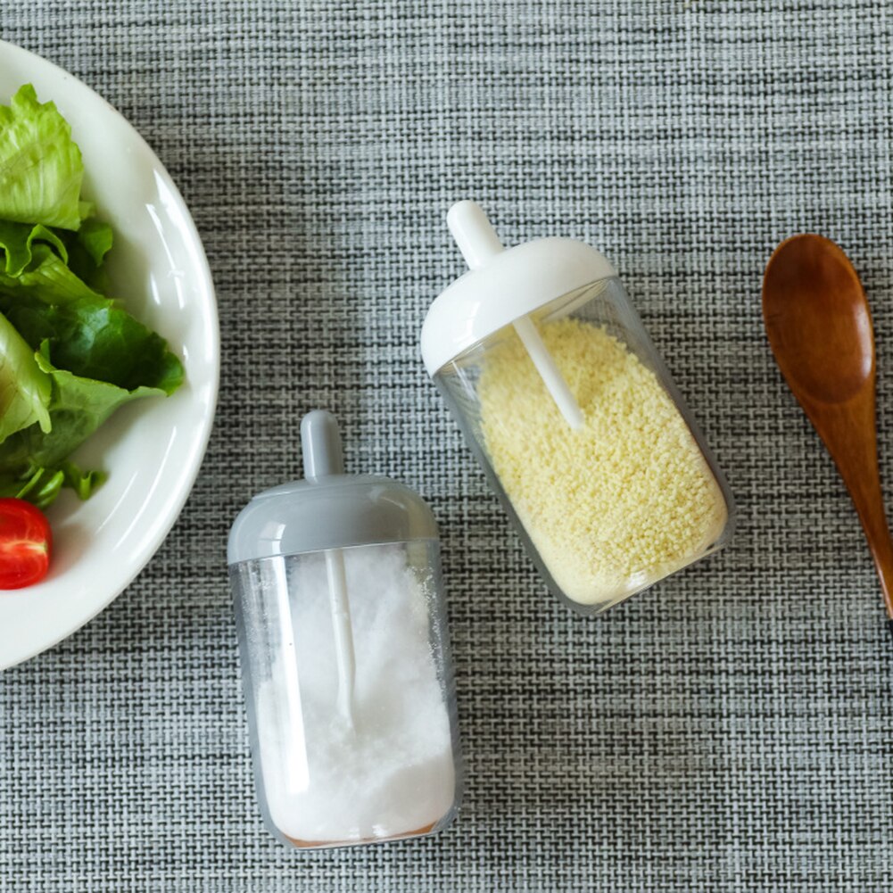 Creatieve Keuken Kruiden Pot Rack Plastic Jar Spice Potten Zout Blikken Spice Opslag Container Peper Kruiden Met Lepel