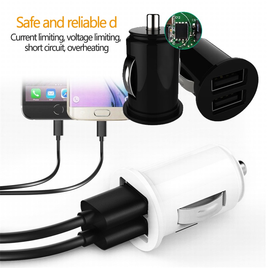 2.4a bil lastbil dubbla 2 portar usb mini laddare adapter universal mobiltelefon gps dvr kamera laddare för iphone 11 x huawei samsung