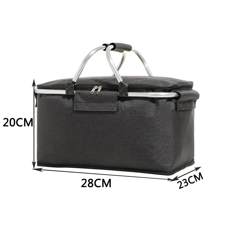Vouwen Picknick Draagbare Ijs Mand Grote Capaciteit Isolatie Picknick Zak Fruit Warmte Isolatie Warmte Rame Waterdichte Voering Gezondheid: Black-S