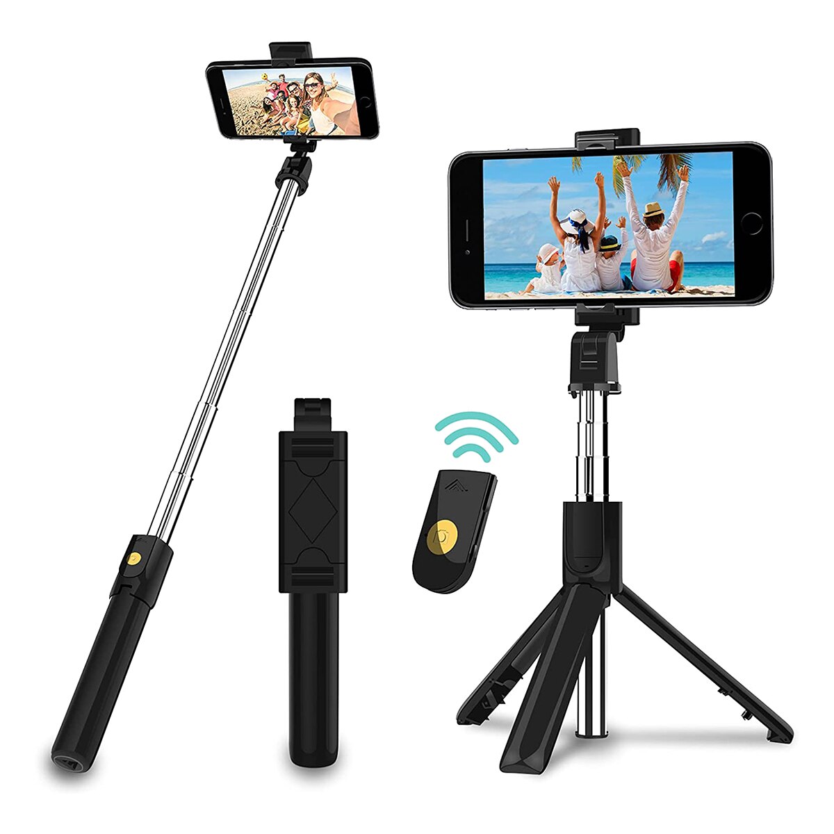Selfie-stick-stativ , 3 in 1 mini-selfie-stick mit bluetooth-fernauslöser, ausziehbare selfie-stange für mobiltelefone: Default Title