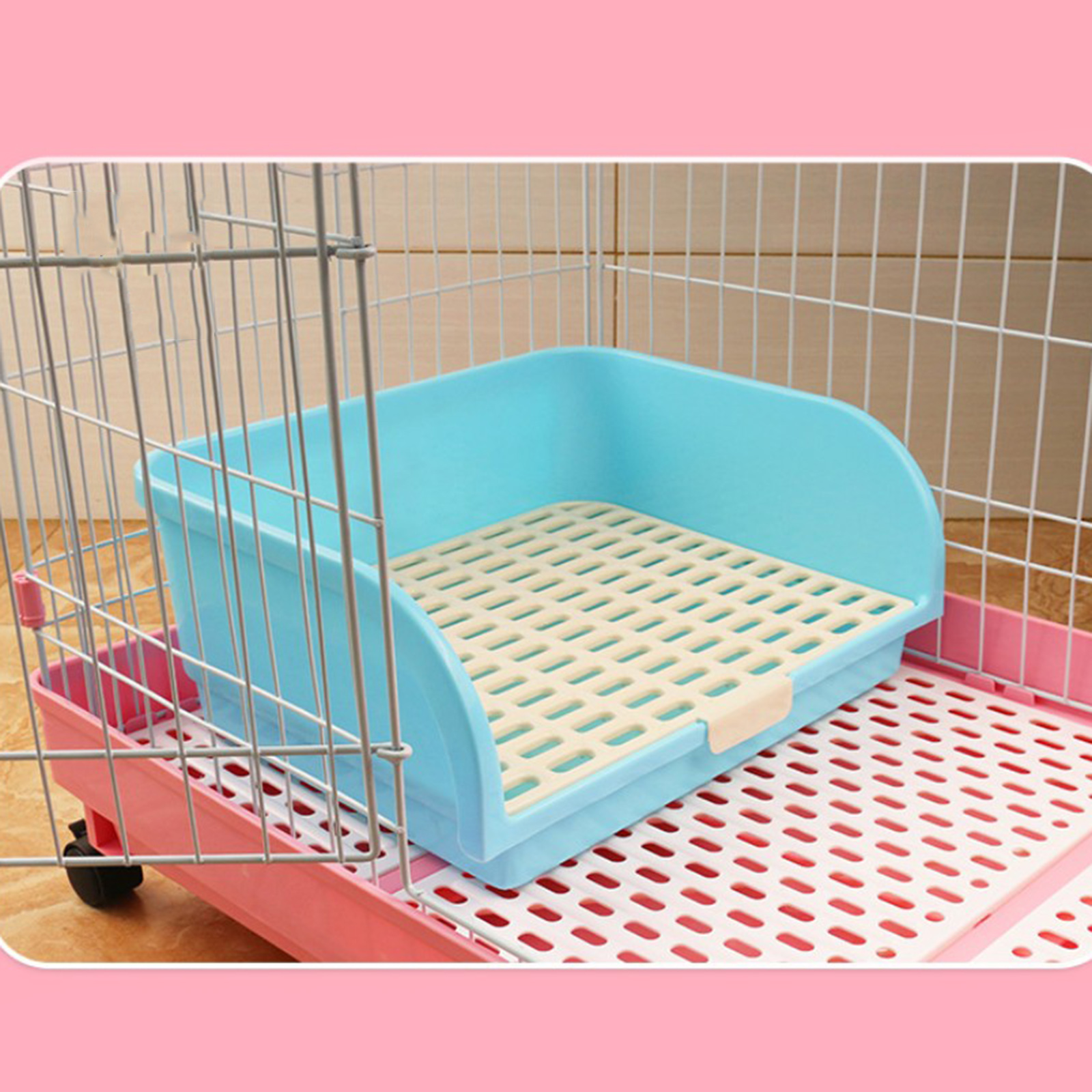 Caja de arena de plástico para conejos, orinal para adultos, Hurón, conejito: Blue