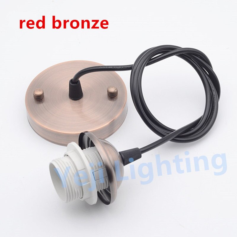 E27 fatninger plastik lampeholder med 1m ledninger loft rose baldakin lampe base til lysekrone led pendel ledning sæt gør det selv: Rød bronze