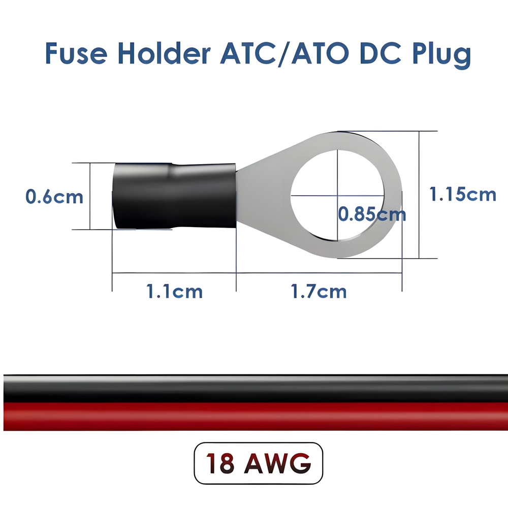 For Starlink Mini Power Cable DC 12V/24V Car Battery Ring Interface with ATC/ATO Fuse Box 18AWG Extension Wire Plug and Play