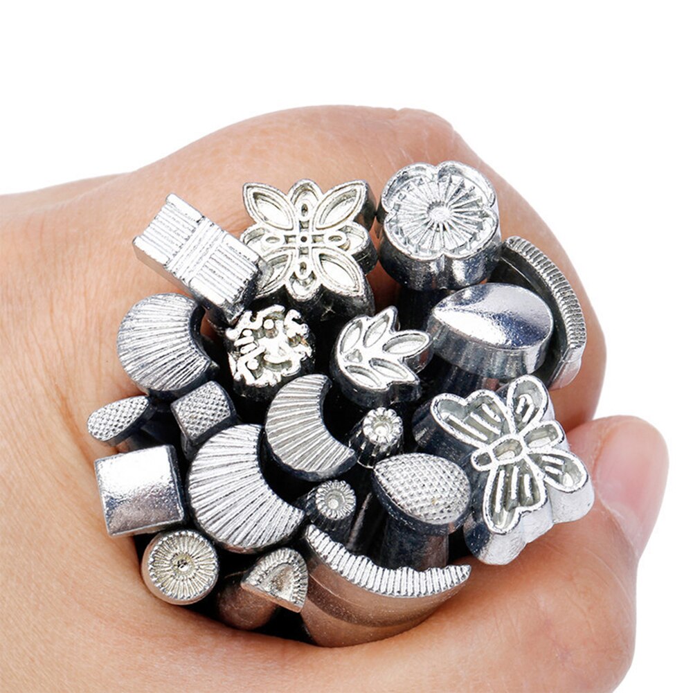 Outils d'impression en cuir, différents motifs, Sculpture sur métal, poinçon artisanal, Sculpture imprimée, Kits d'estampage de selle en cuir, bricolage, 20 pièces