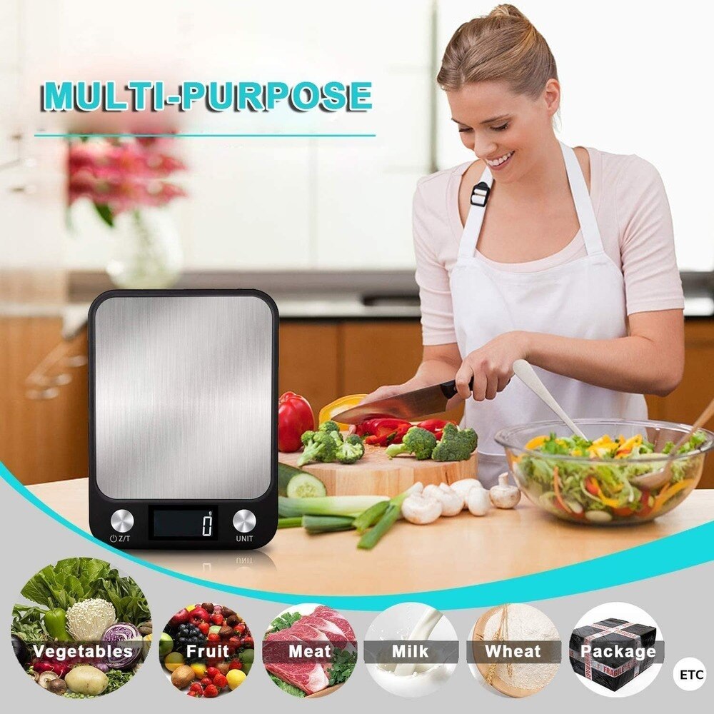Household Food Scale Stainless Steel Electronic Kitchen LCD Back-lit Display Kitchen Baking Scale