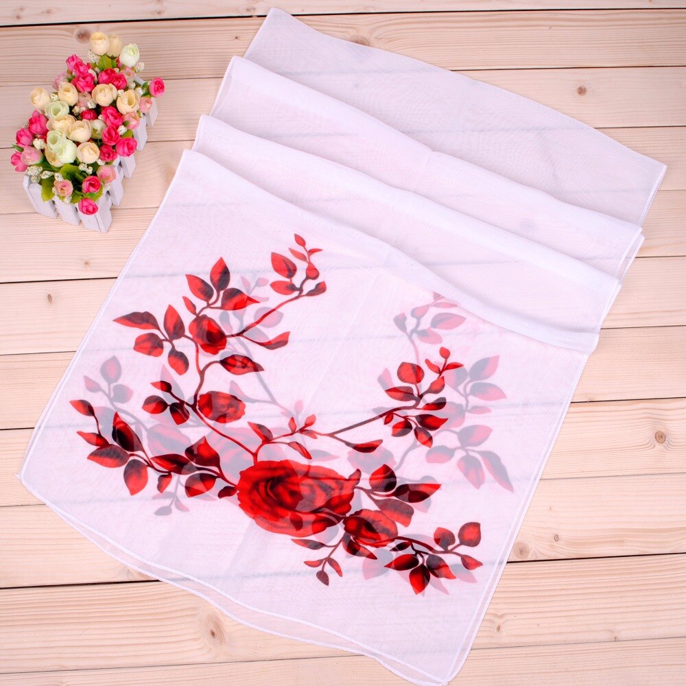 Bufandas de seda de gasa para mujer, chal cuadrado de poliéster con estampado de flores, de verano, a la , novedad
