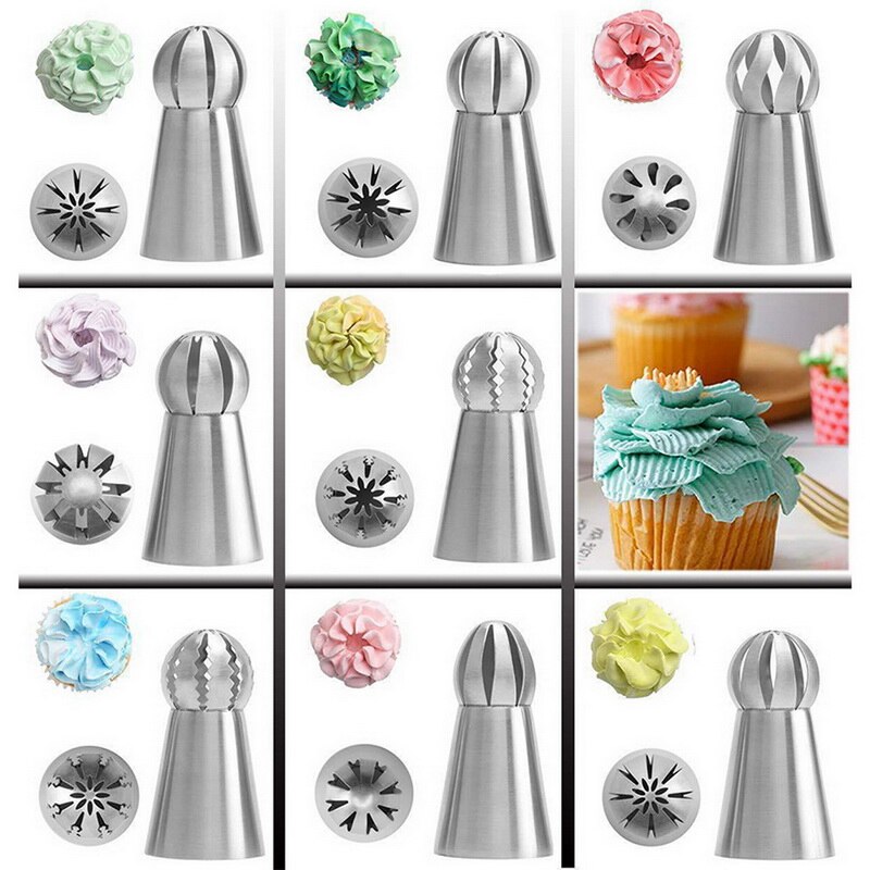 8 Stks/set Russische Piping Tips Icing Piping Tip Set Taart Decoreren Leveringen Decoratie Tips Bal Piping Tips Cake Decorating Tool