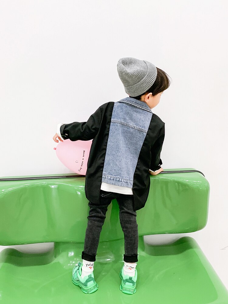 Children's Coat Boys Spring and Autumn Jeans Baby Spring Western Style Children Korean Version of the Wave Spring