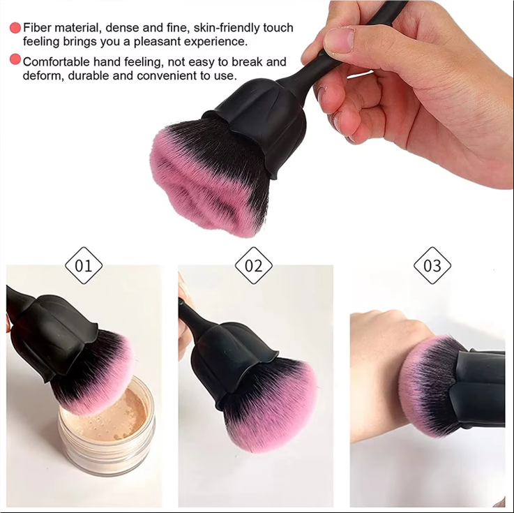 Pincel de flor rosa para accesorios de manicura, herramienta para mujeres, herramientas de belleza facial, cepillo para polvo de decoración de uñas, 1 Uds., herramientas de maquillaje de aseo