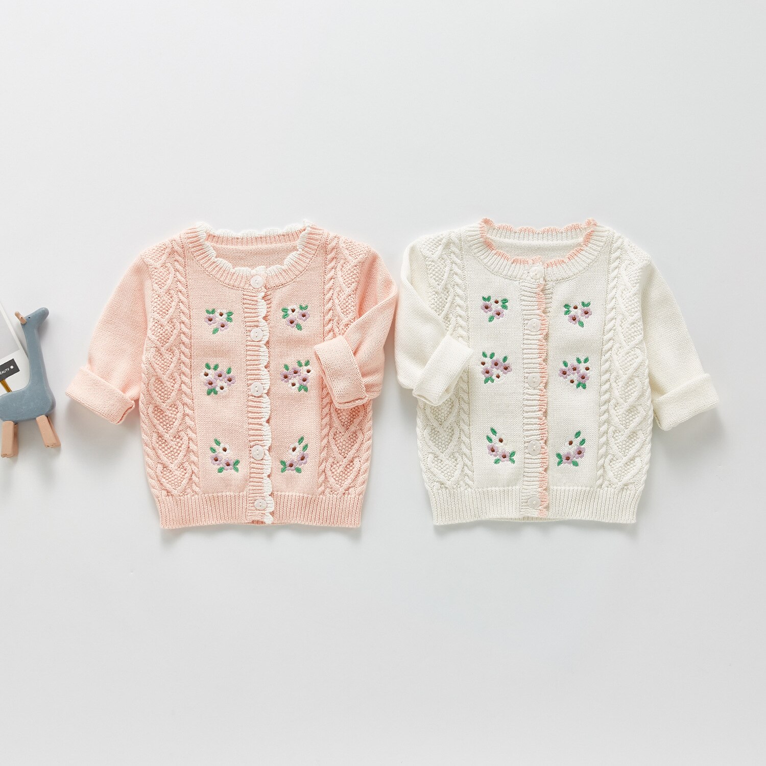 Baby Trui Bloem Borduurwerk Gebreid Vest Herfst Meisjes Prinses Jas Gebreide Baby Trui Tops Kids Jas