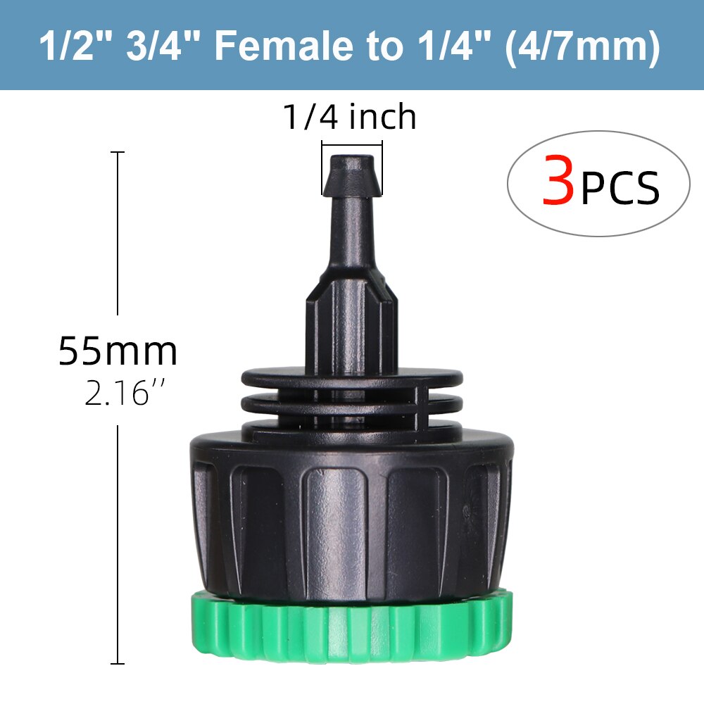 Hose Connector Adapter - 1/2" 3/4" Female Thread to 1/4" 3/8" 1/2" Barb - 2-Way 4-Ways Coupling Tap Tubing Joint