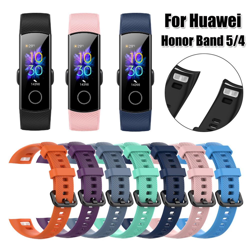 10 Colors Silicone Wrist Strap for Honor Band 5 4 Smart Wristband Replacement Original Watch Band Soft Bracelet Sport Classic