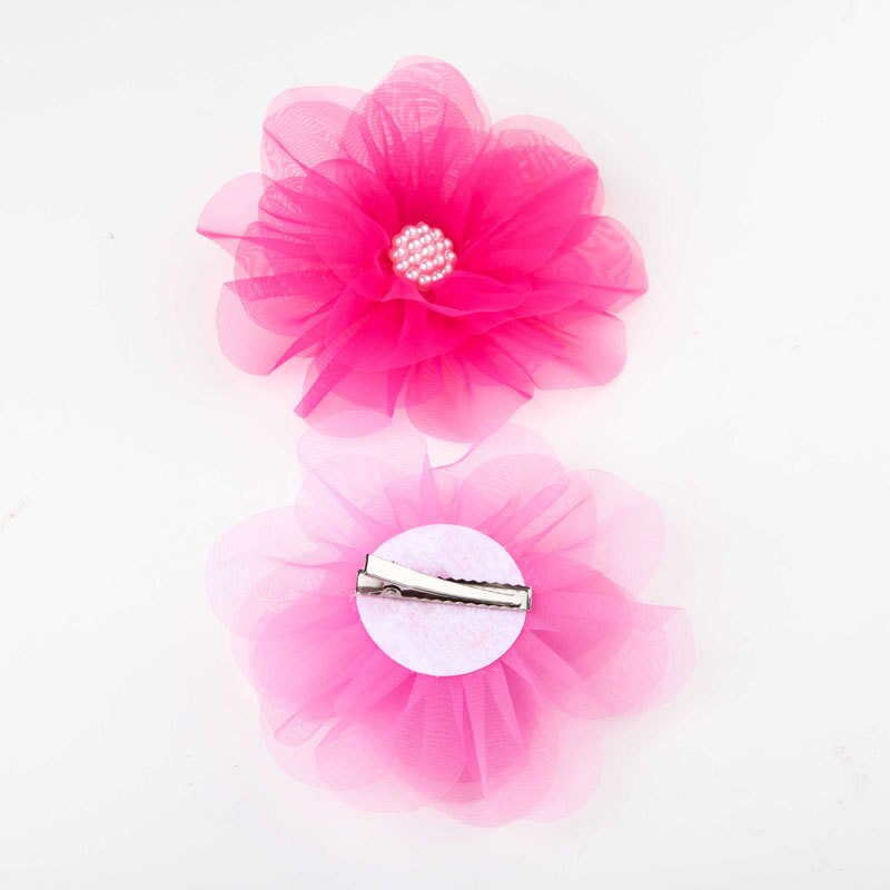 Large Flower Lace Chiffon Hair Clips 6Colors Muslin Flower Princess Baby Hair Grips Girls Hair Pin Hair Accessories