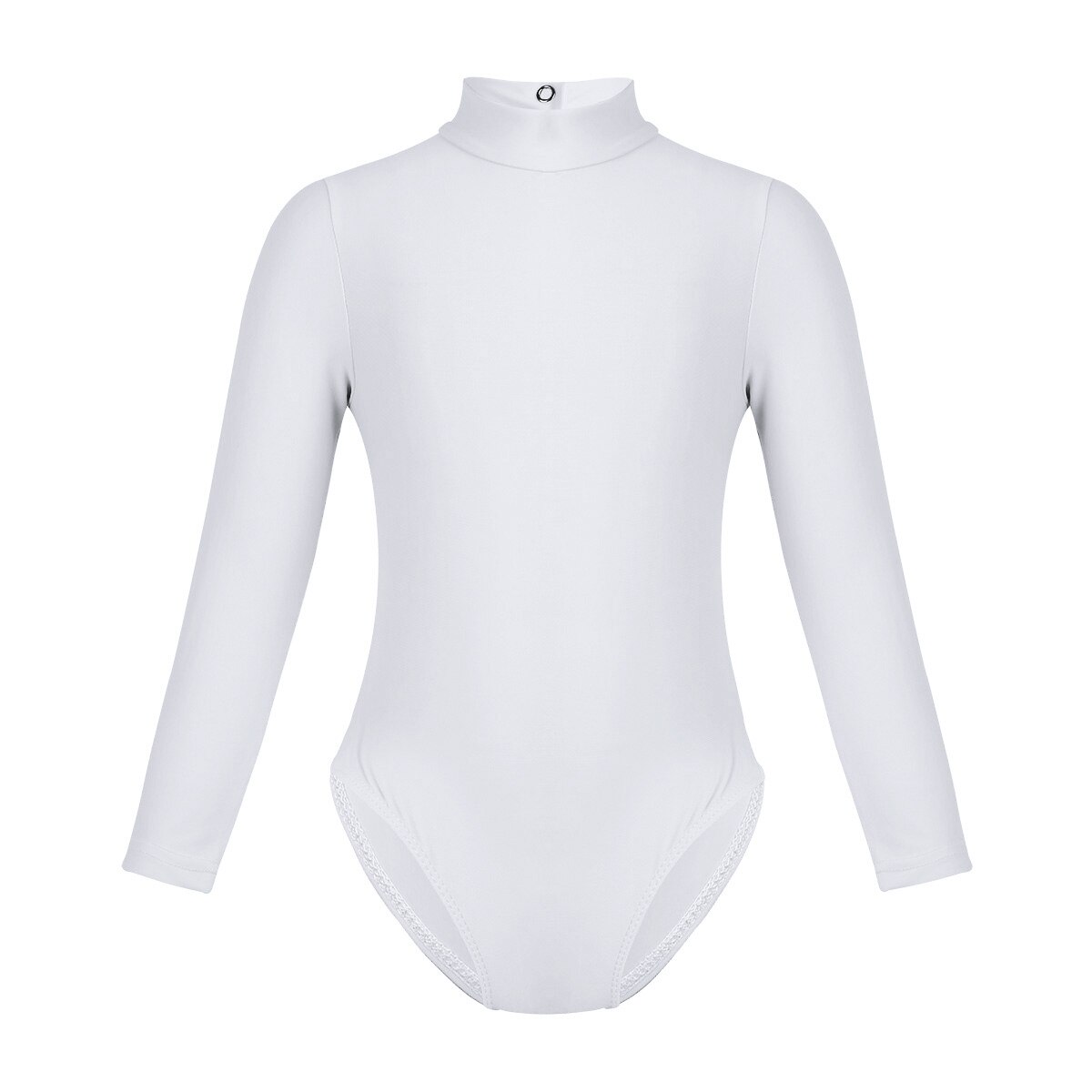 Justaucorps de gymnastique à manches longues pour filles, Costume de danse sur scène pour enfants: White / M