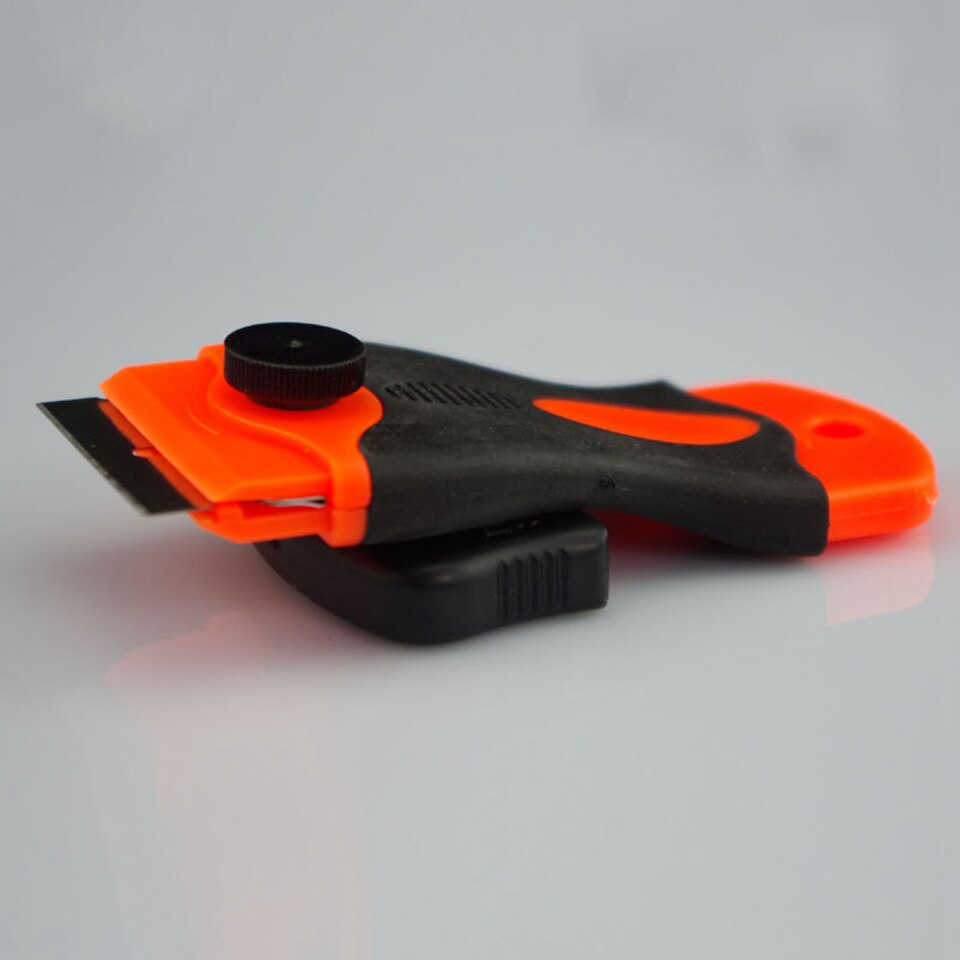 Mini Safety Razor Scraper Car Window Glass Wall Paper Cleaning Spatula Scraper With Metal Or Plastic Razor Blade MO-81: Brown