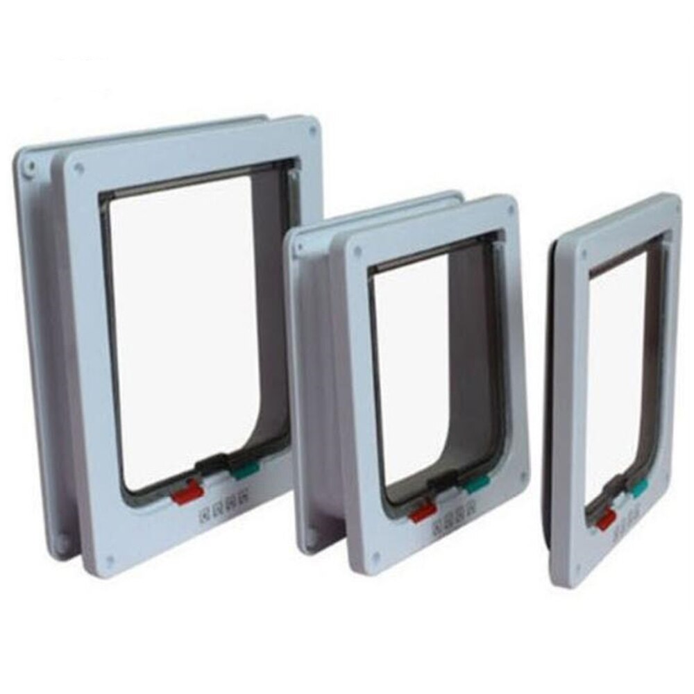Cat Flap Door with 4 Way Lock Security Flap Door for Dog Cat Kitten Small Pet Gate Door Kit Cat Door: white / M 20x19.2x5cm