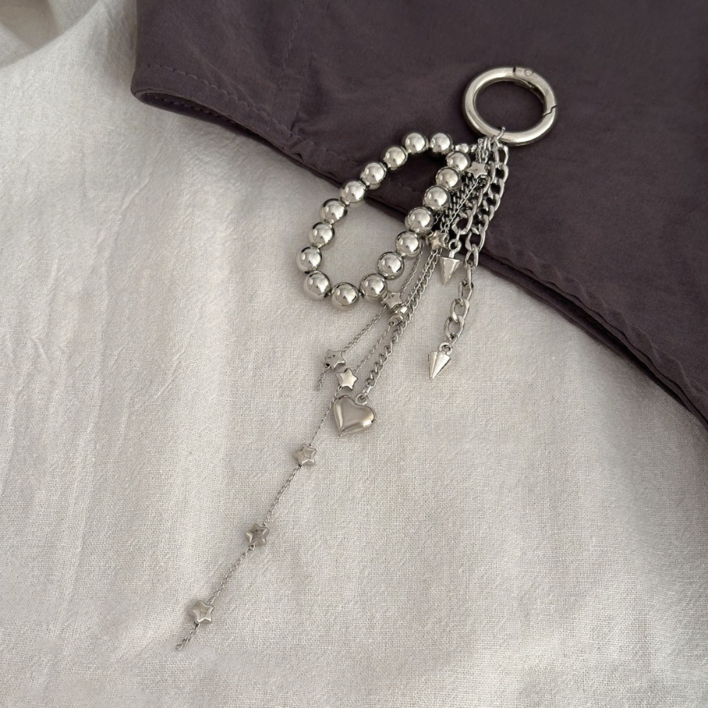 Moda metal pérola frisado chaveiro pêssego coração forma borla decoração saco de contas corrente pingente jóias saco acessórios: Preto