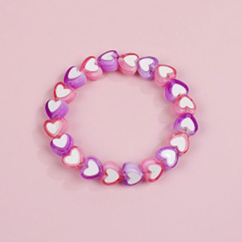 Makersland Cute Heart Star Beads Bracelet Kids Charms Beads Children Princess Hand Bracelet Jewelry: DKBB0024