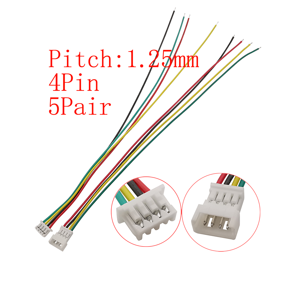 10Pcs Mini Micro JST 1.25mm Pitch Male / Female Connector 2/3/4/5/6 Pin Plug With Terminal Wires Cables Socket 150MM 28AWG: Gold
