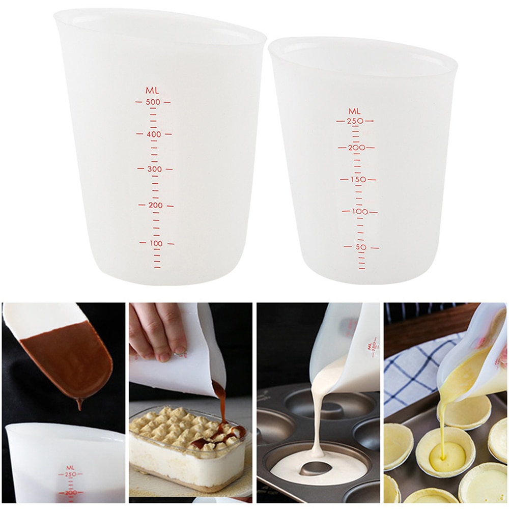 250Ml/500Ml Siliconen Maatbeker Keuken Meetinstrumenten Boter Maatregel Cup Flexibele Siliconen Cup Voor Bakken Koken tool