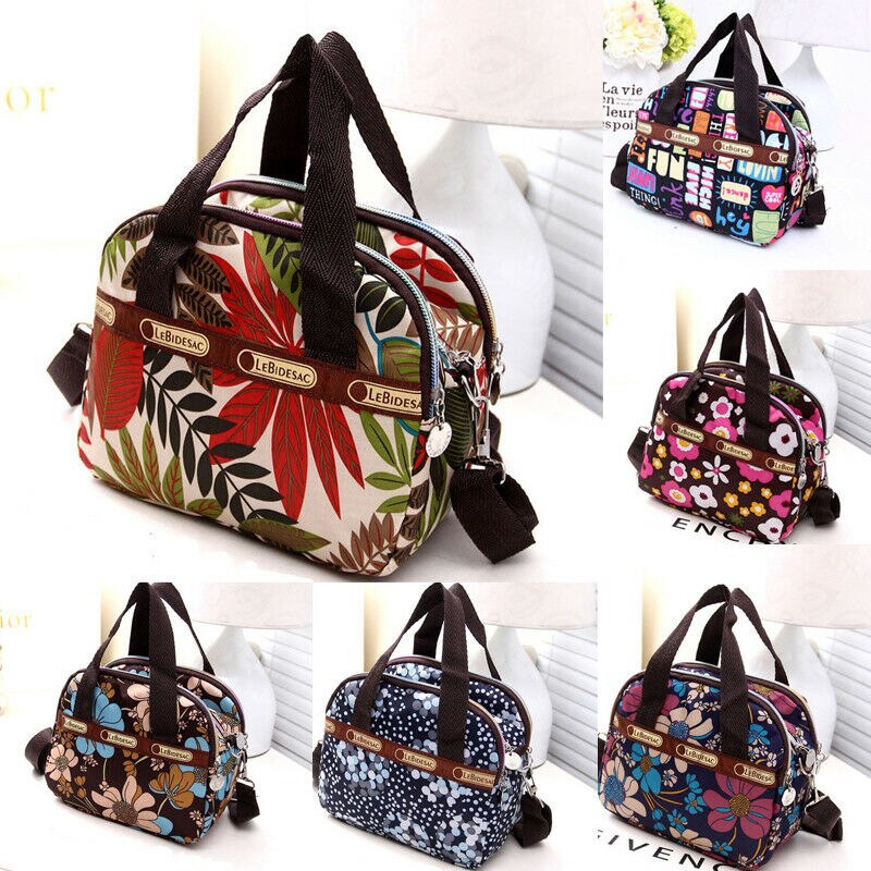 Women Girls Bag Waterproof Nylon Zipper Shoulder Bag Travel Tote Purse Shopping Bags