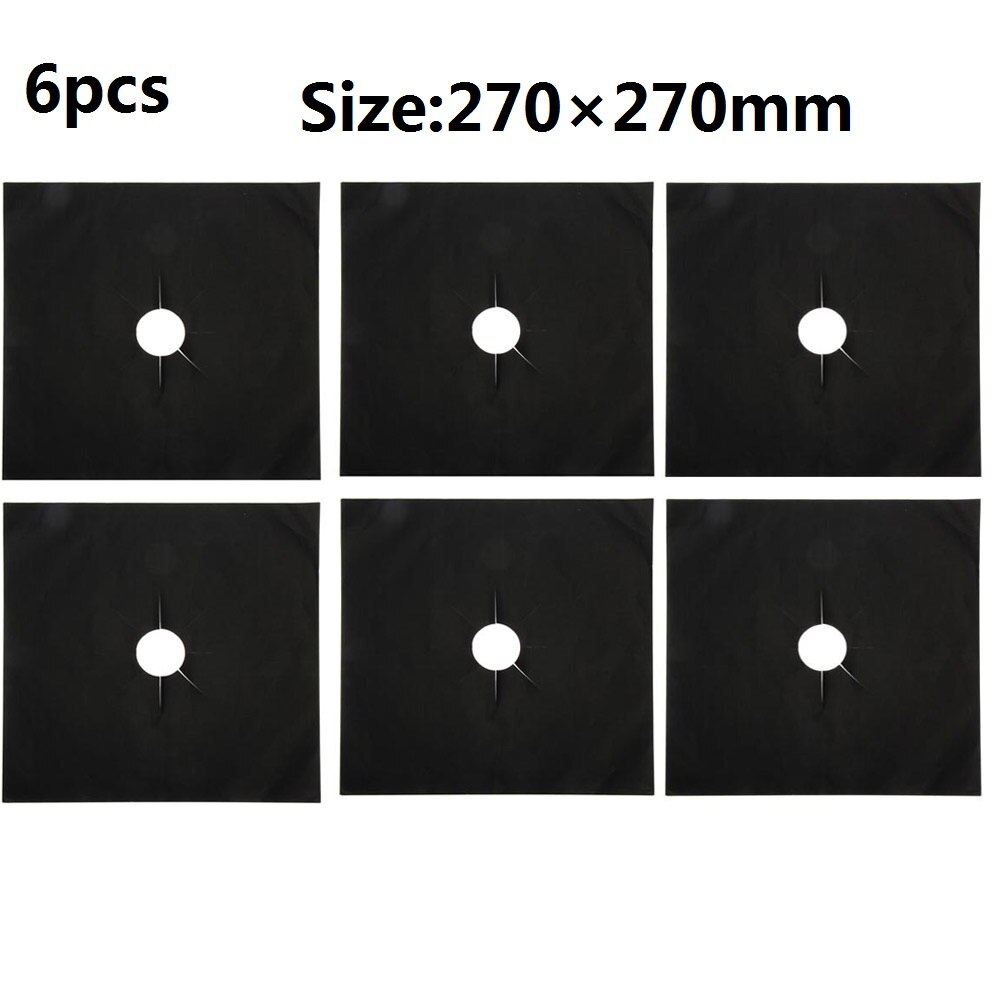 4pcs/set Gas Stove Protector Cooker cover liner Clean Mat Pad Gas Stove Stovetop Burner Protector Kitchen Accessories Mat Cover: 6pcs Black