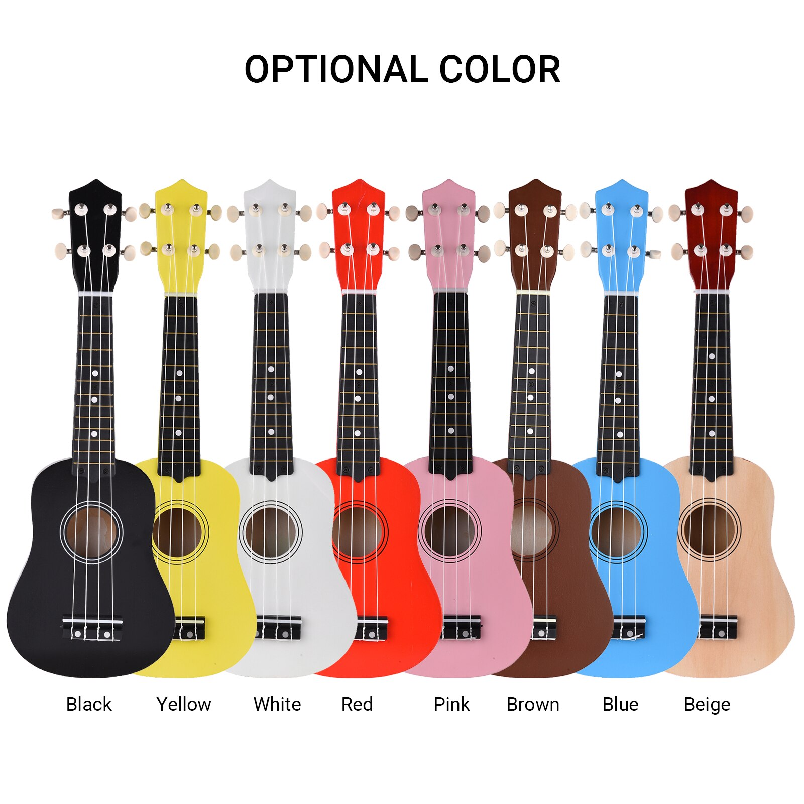 Muslady-ukelele de 4 cuerdas de 21 pulgadas, instrumento Musical de madera, bajo, pequeño, para niños, color Beige