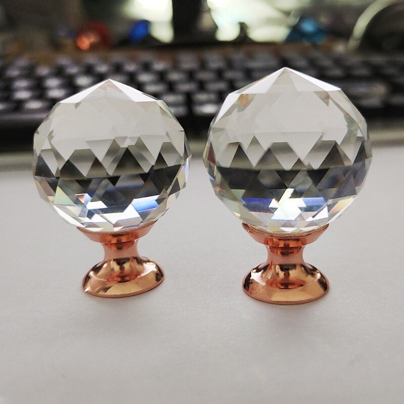 25Mm 30Mm Ronde Diamant Clear Crystal Ball Glas Knoppen Keuken Schuifladegrepen Knoppen Bureaulade Handvat Hardware Kast pulls