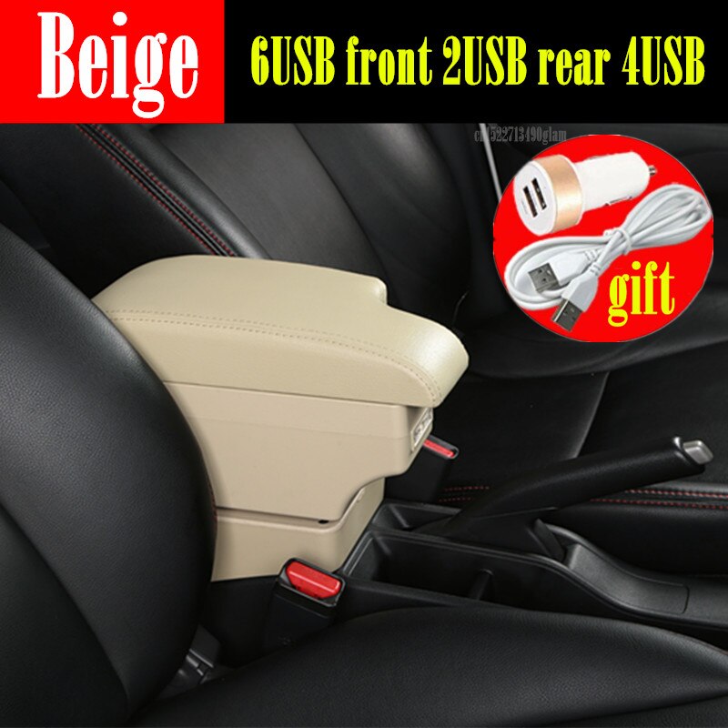 Voor Renault Clio 3 Captur Armsteun Doos Centrale Winkel Inhoud Doos Met Usb Interface: Full set  Beige