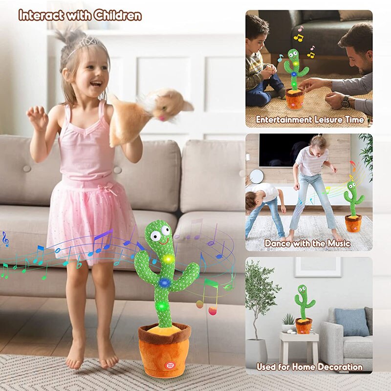cactus dansant usb Rechargeable avec son en espagnol pour bébés, jouet Parlant russe