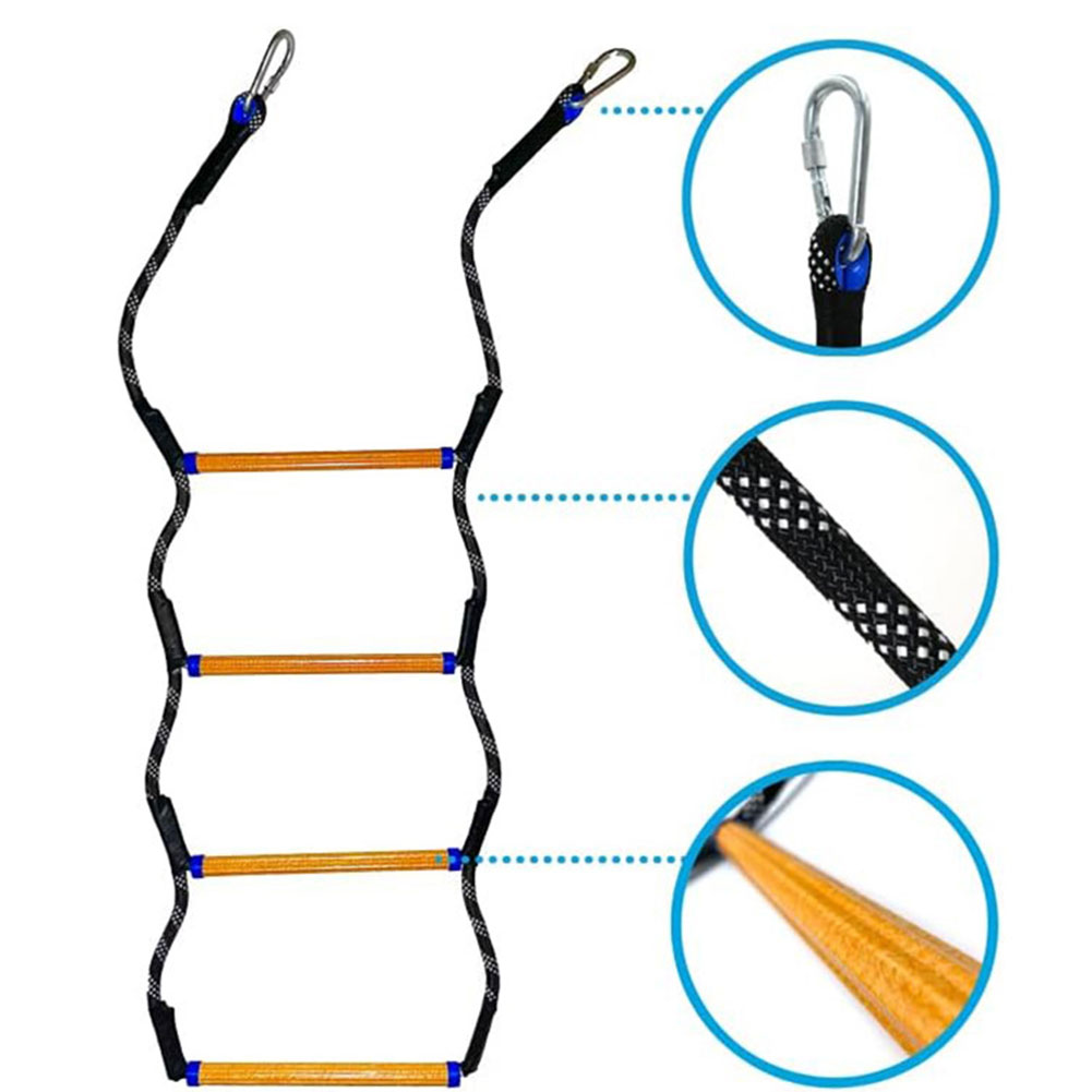 4 Step Heavy Duty Climbing Rope Marine Rope Ladder Portable Rope Boarding Ladder for Inflatable Boat Kayak Motorboat Canoeing