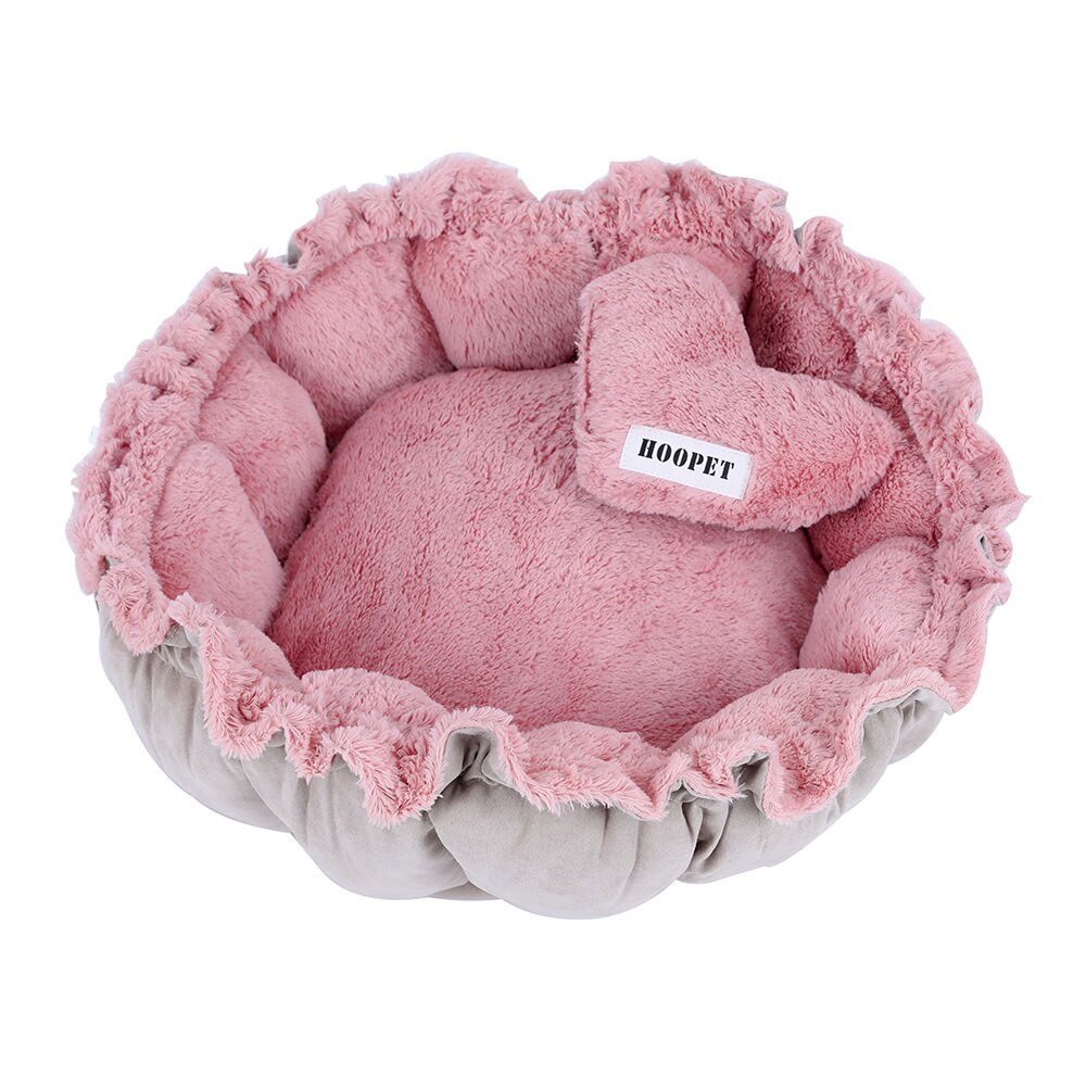 Hoopet kattenbed, schattig roze, warm puppy hondenbed, herfst/winter, mooi huis voor katten: M