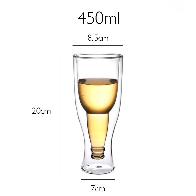 Borosilicate Double Wall Beer Glass Beer cups 250ml 350ml 450ml Juice Beverage Glass Beer Cup Simple: 450ml