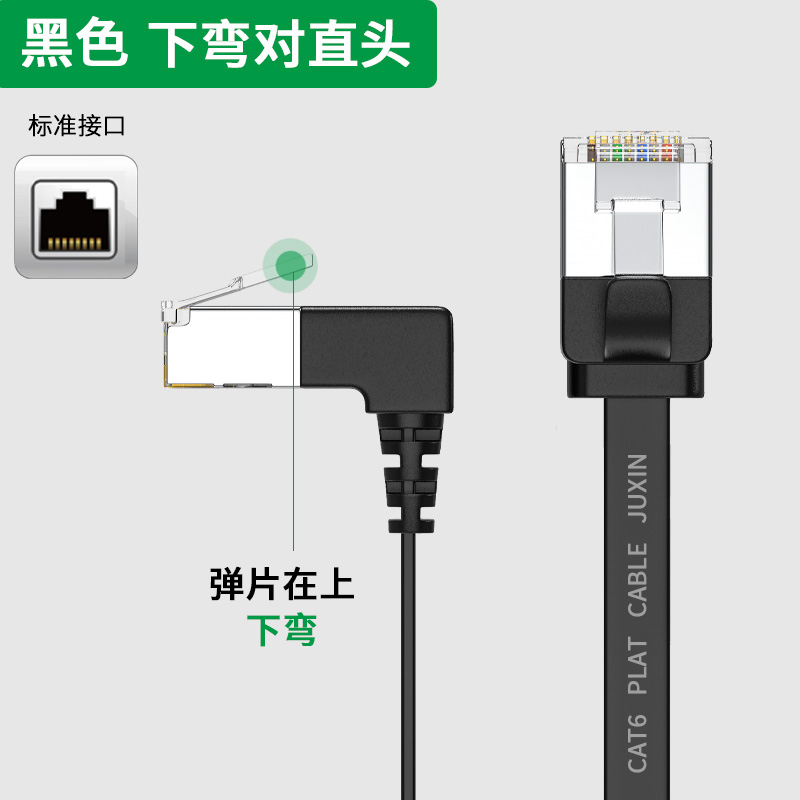 10 Gigabit Kot7 Płaski 90-stopniowy kabel Ethernet Kot6A GB TV router Linia szerokopasmowa Uniwersalny przewód sieciowy typu L w górę w dół RJ45