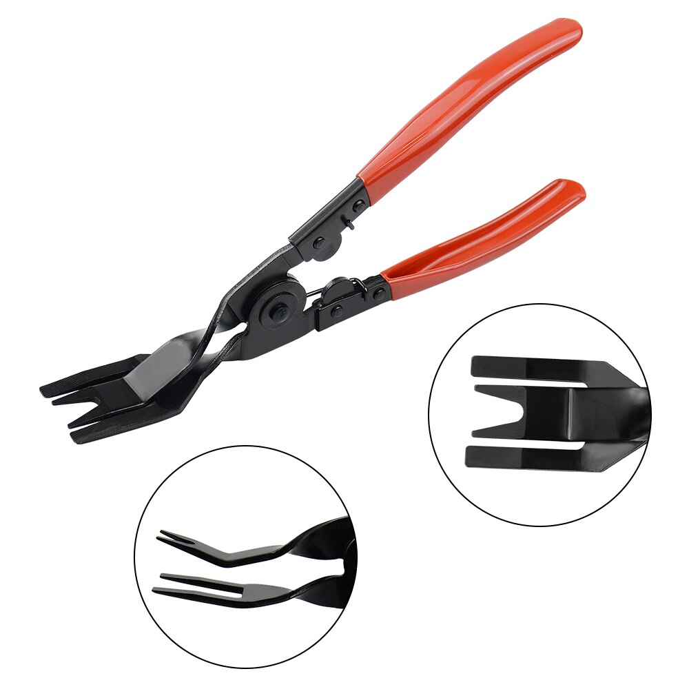 Red Car repair Auto Car Door Panel Remover Clip Trim Auto Fastener Pliers Puller Tool Retaining Clip Remover Pry Bar Tool: Hight Removal